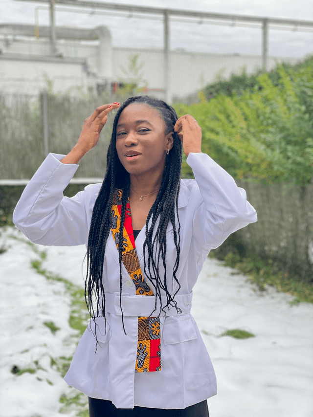 Blazer Solène couleur uni blanc + wax orange