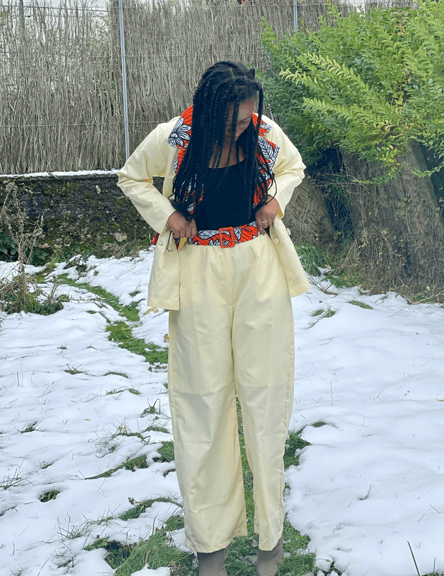 Ensemble Paula tissu uni beige + wax orange 