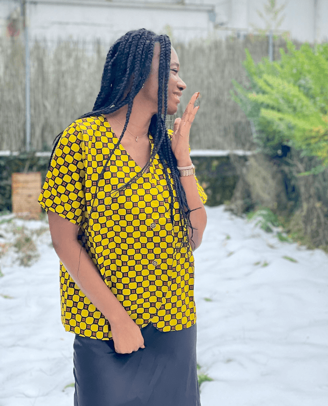 Veste cléa en wax jaune et noir 