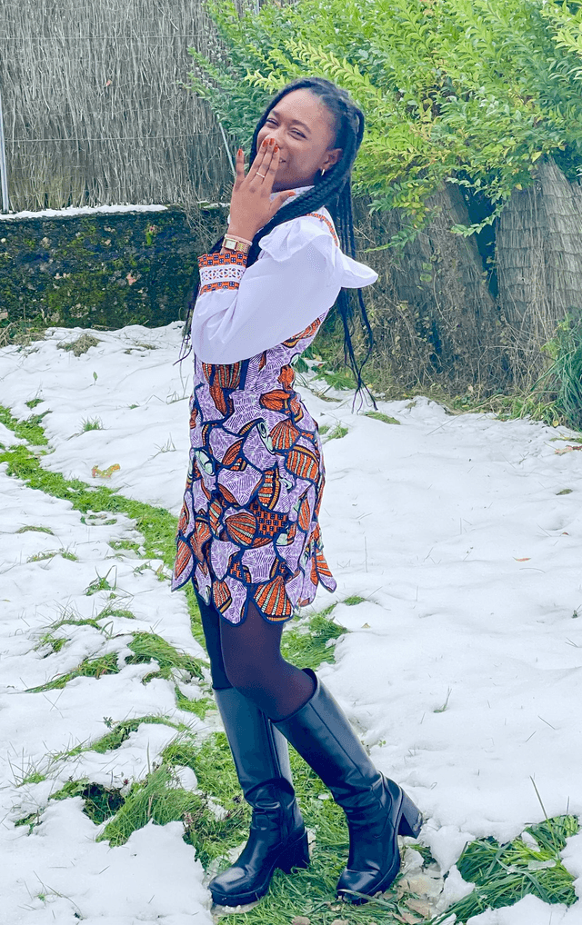 Robe AUZOUA avec pièces de wax assemblées