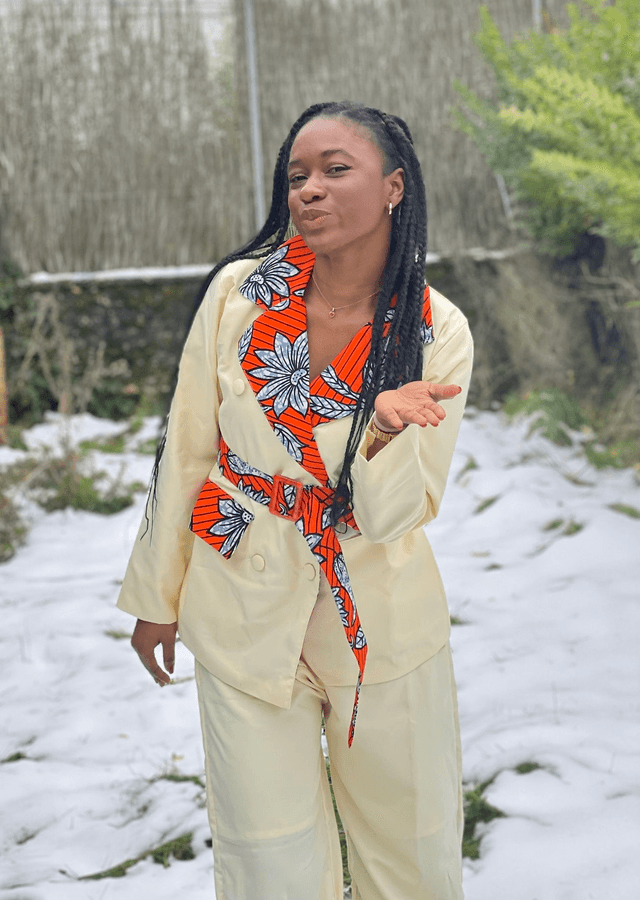 Ensemble Paula tissu uni beige + wax orange 