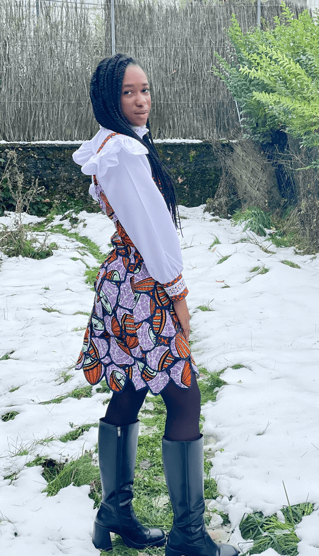 Robe AUZOUA avec pièces de wax assemblées
