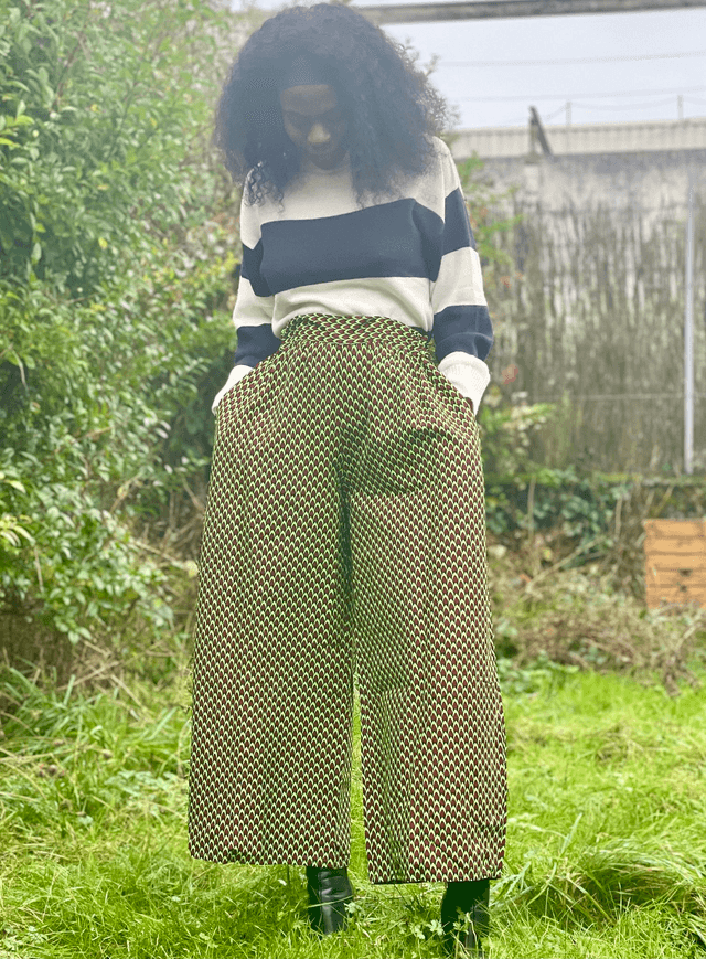 Pantalon Nelly large vert marron