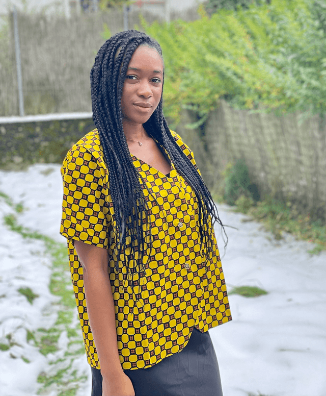 Veste cléa en wax jaune et noir 