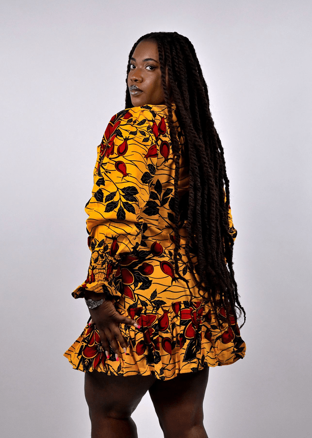 Robe Emmanuelle jaune fleurie