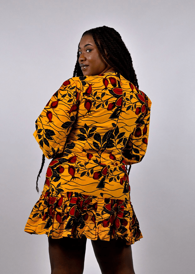 Robe Emmanuelle jaune fleurie