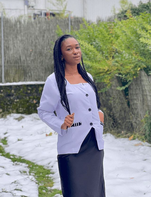 Camisole Célia , couleur uni banc + wax noir